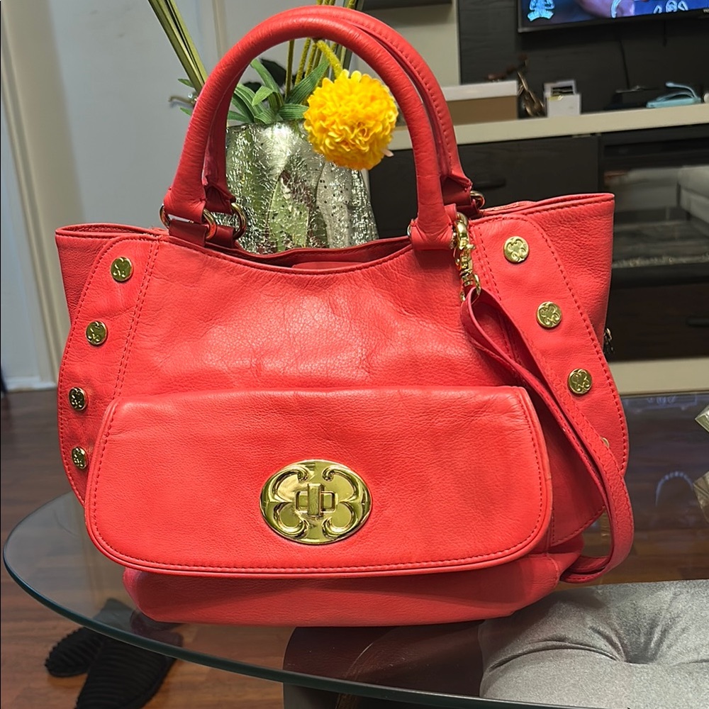 Emma Fox Chic Red Leather Handbag, in good condition, gently used